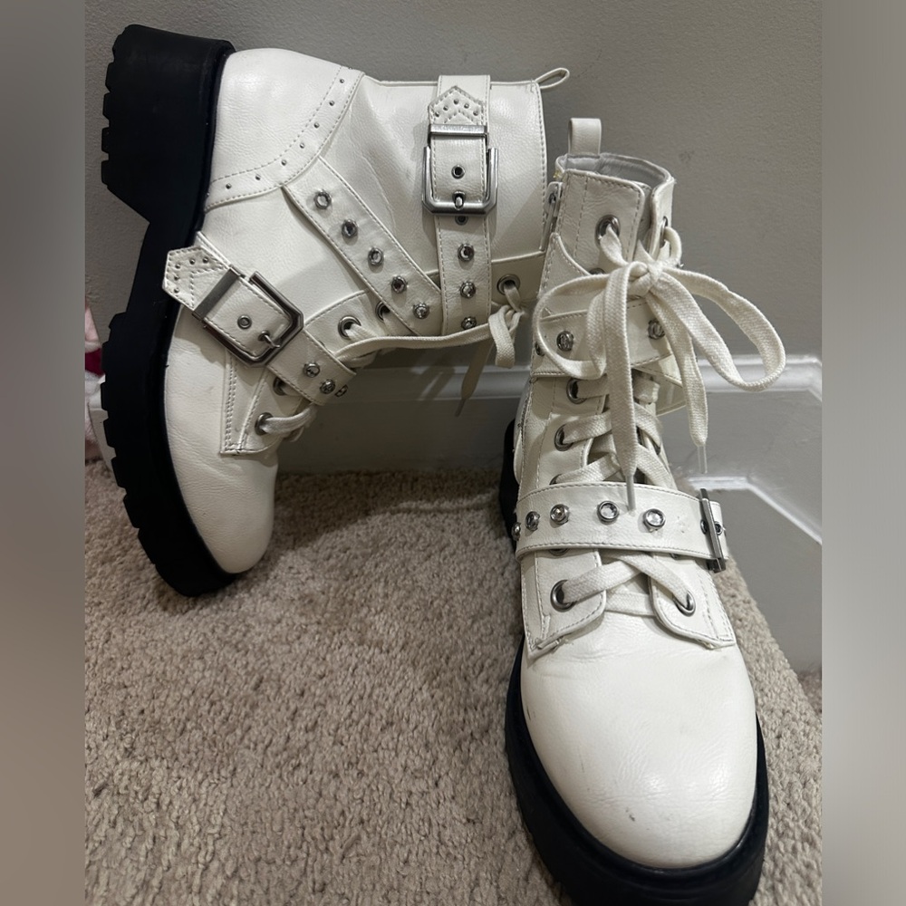White combat boots